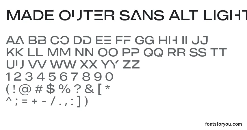 Шрифт MADE Outer Sans Alt Light PERSONAL USE – алфавит, цифры, специальные символы