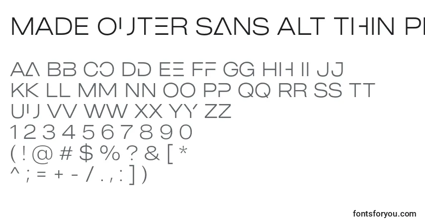 Czcionka MADE Outer Sans Alt Thin PERSONAL USE – alfabet, cyfry, specjalne znaki