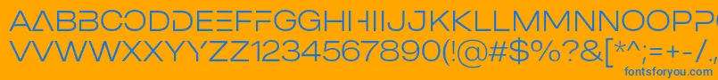 Weitere Informationen zur MADE Outer Sans Alt Thin PERSONAL USE-Schriftart MADE Outer Sans Alt Thin PERSONAL USE-Schriftart – Blaue Schriften auf orangefarbenem Hintergrund
