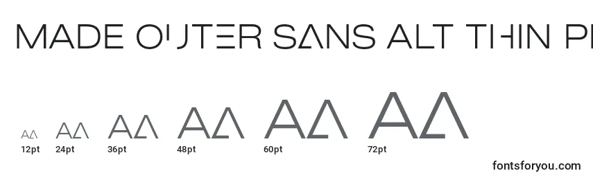 Размеры шрифта MADE Outer Sans Alt Thin PERSONAL USE