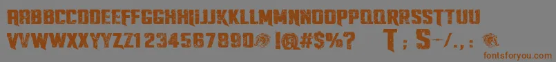Fonte TwistedStallionsPersonalUseOnly – fontes marrons em um fundo cinza