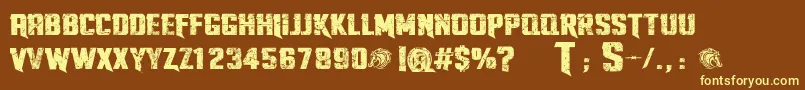 Fonte TwistedStallionsPersonalUseOnly – fontes amarelas em um fundo marrom