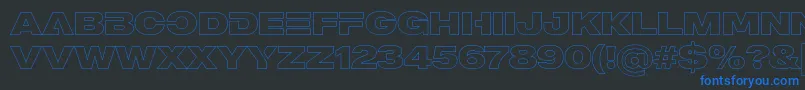 MADE Outer Sans Outline Alt Black PERSONAL USE-Schriftart – Blaue Schriften auf schwarzem Hintergrund