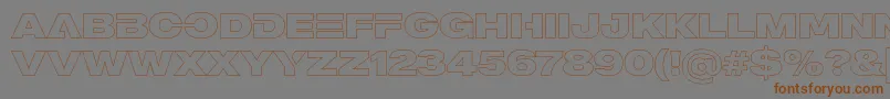 フォントMADE Outer Sans Outline Alt Black PERSONAL USE – 茶色の文字が灰色の背景にあります。