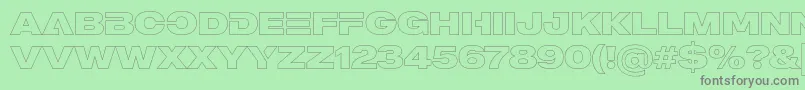 Fonte MADE Outer Sans Outline Alt Black PERSONAL USE – fontes cinzas em um fundo verde