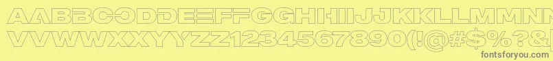 MADE Outer Sans Outline Alt Black PERSONAL USE-fontti – harmaat kirjasimet keltaisella taustalla