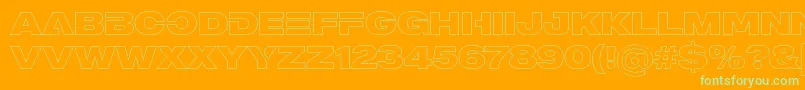 MADE Outer Sans Outline Alt Black PERSONAL USE Font – Green Fonts on Orange Background