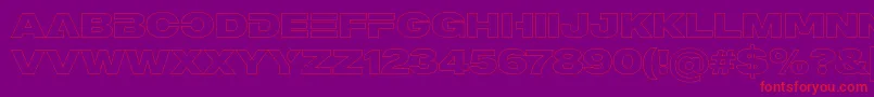 MADE Outer Sans Outline Alt Black PERSONAL USE-fontti – punaiset fontit violetilla taustalla