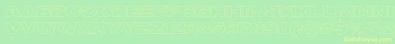 Fonte MADE Outer Sans Outline Alt Black PERSONAL USE – fontes amarelas em um fundo verde