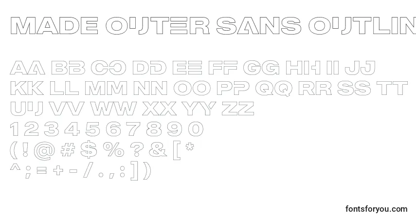 A fonte MADE Outer Sans Outline Alt Bold PERSONAL USE – alfabeto, números, caracteres especiais