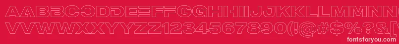 MADE Outer Sans Outline Alt Bold PERSONAL USE-fontti – vaaleanpunaiset fontit punaisella taustalla