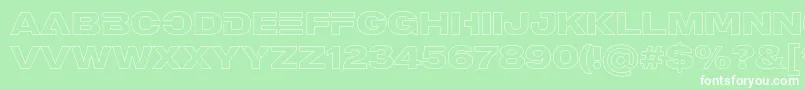 Шрифт MADE Outer Sans Outline Alt Bold PERSONAL USE – белые шрифты на зелёном фоне