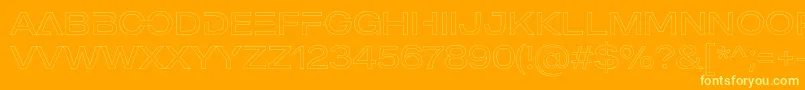 Lisätietoja MADE Outer Sans Outline Alt Light PERSONAL USE-fontista MADE Outer Sans Outline Alt Light PERSONAL USE-fontti – keltaiset fontit oranssilla taustalla