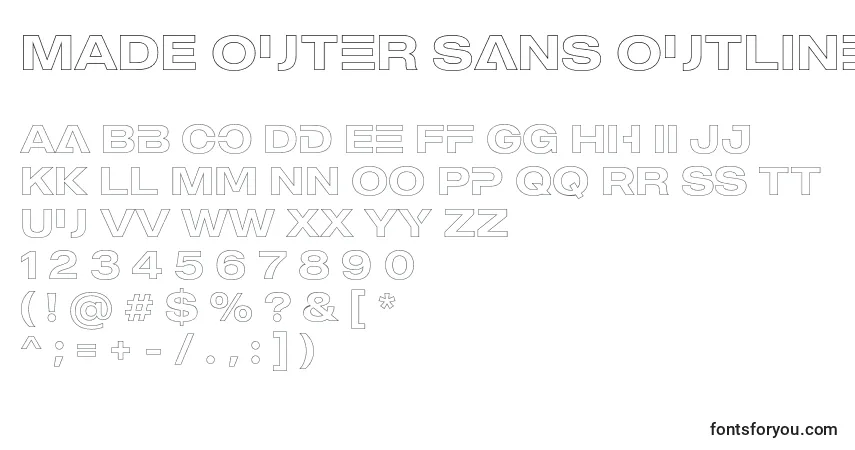 A fonte MADE Outer Sans Outline Alt Medium PERSONAL USE – alfabeto, números, caracteres especiais