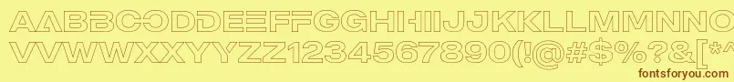 MADE Outer Sans Outline Alt Medium PERSONAL USE-fontti – ruskeat fontit keltaisella taustalla