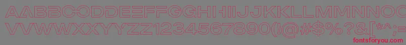 MADE Outer Sans Outline Alt Regular PERSONAL USE-fontti – punaiset fontit harmaalla taustalla