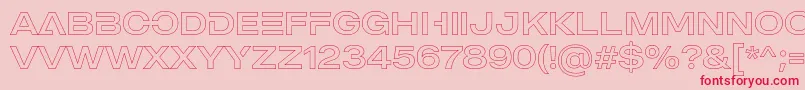 Fonte MADE Outer Sans Outline Alt Regular PERSONAL USE – fontes vermelhas em um fundo rosa