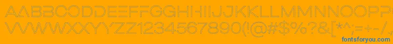 Fonte MADE Outer Sans Outline Alt Thin PERSONAL USE – fontes azuis em um fundo laranja