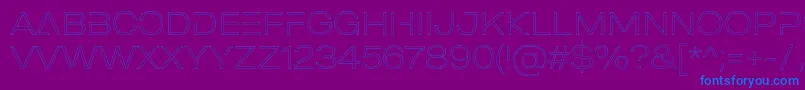 MADE Outer Sans Outline Alt Thin PERSONAL USE-fontti – siniset fontit violetilla taustalla