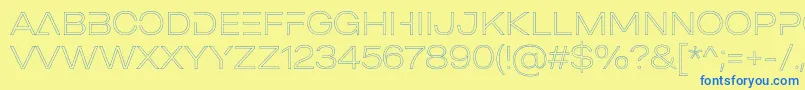 MADE Outer Sans Outline Alt Thin PERSONAL USE-Schriftart – Blaue Schriften auf gelbem Hintergrund