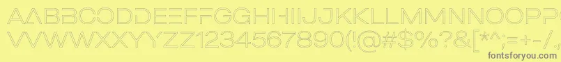 フォントMADE Outer Sans Outline Alt Thin PERSONAL USE – 黄色の背景に灰色の文字