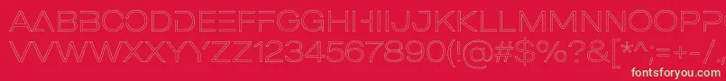 MADE Outer Sans Outline Alt Thin PERSONAL USE-Schriftart – Grüne Schriften auf rotem Hintergrund