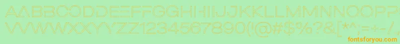 フォントMADE Outer Sans Outline Alt Thin PERSONAL USE – オレンジの文字が緑の背景にあります。