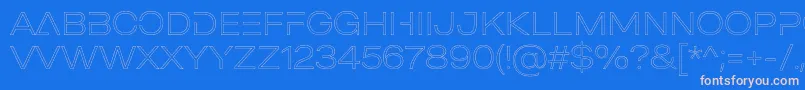 Fonte MADE Outer Sans Outline Alt Thin PERSONAL USE – fontes rosa em um fundo azul