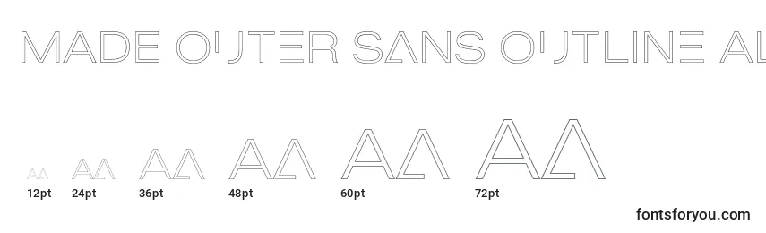 Größen der Schriftart MADE Outer Sans Outline Alt Thin PERSONAL USE