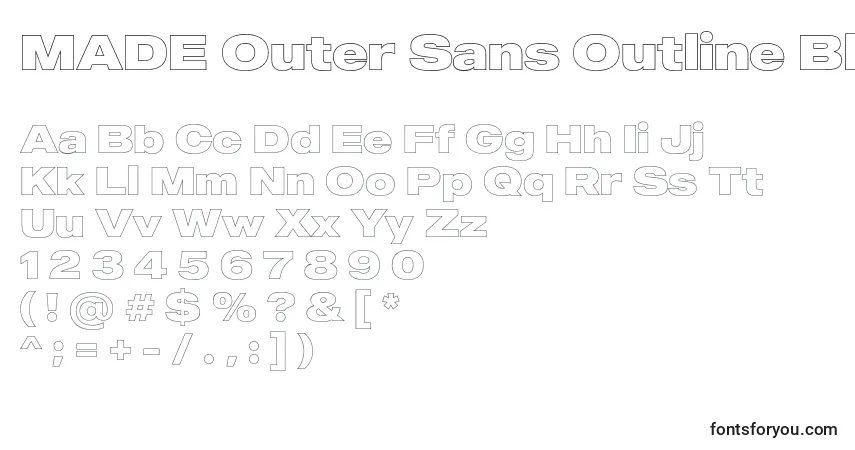 Fuente MADE Outer Sans Outline Black PERSONAL USE - alfabeto, números, caracteres especiales