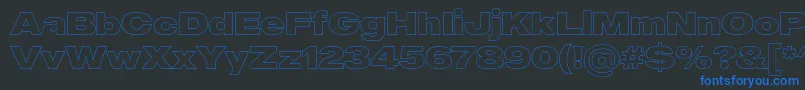 Weitere Informationen zur MADE Outer Sans Outline Black PERSONAL USE-Schriftart MADE Outer Sans Outline Black PERSONAL USE-Schriftart – Blaue Schriften auf schwarzem Hintergrund