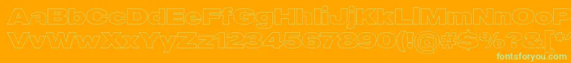 Weitere Informationen zur MADE Outer Sans Outline Black PERSONAL USE-Schriftart MADE Outer Sans Outline Black PERSONAL USE-Schriftart – Grüne Schriften auf orangefarbenem Hintergrund