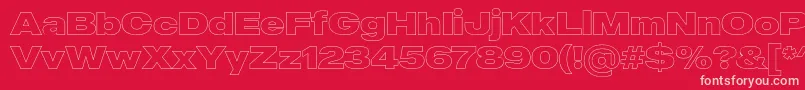 MADE Outer Sans Outline Black PERSONAL USE-fontti – vaaleanpunaiset fontit punaisella taustalla