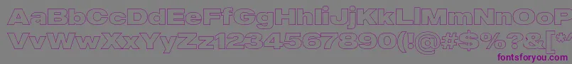 フォントMADE Outer Sans Outline Black PERSONAL USE – 紫色のフォント、灰色の背景