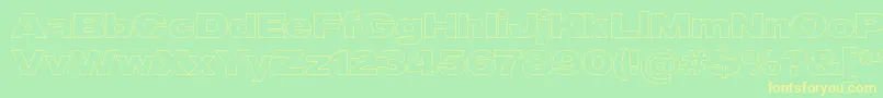 フォントMADE Outer Sans Outline Black PERSONAL USE – 黄色の文字が緑の背景にあります