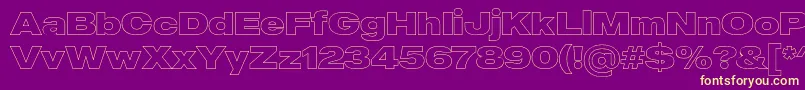 Saiba mais sobre a fonte MADE Outer Sans Outline Black PERSONAL USE Fonte MADE Outer Sans Outline Black PERSONAL USE – fontes amarelas em um fundo roxo