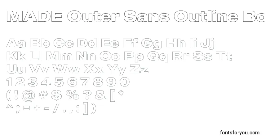 Fuente MADE Outer Sans Outline Bold PERSONAL USE - alfabeto, números, caracteres especiales