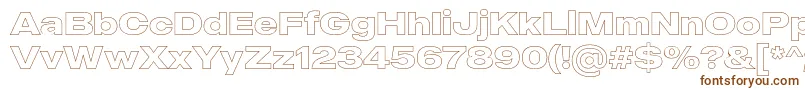 フォントMADE Outer Sans Outline Bold PERSONAL USE – 白い背景に茶色のフォント