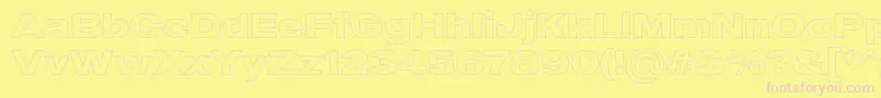 MADE Outer Sans Outline Bold PERSONAL USE-fontti – vaaleanpunaiset fontit keltaisella taustalla