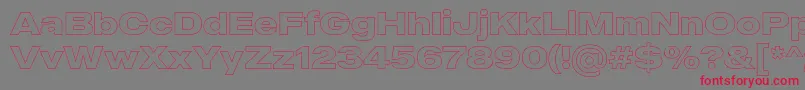 MADE Outer Sans Outline Bold PERSONAL USE-Schriftart – Rote Schriften auf grauem Hintergrund