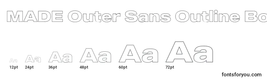 Размеры шрифта MADE Outer Sans Outline Bold PERSONAL USE