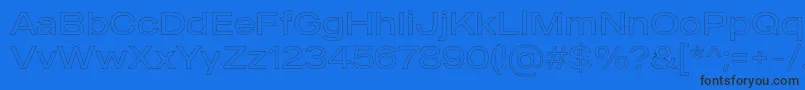 Шрифт MADE Outer Sans Outline Light PERSONAL USE – чёрные шрифты на синем фоне