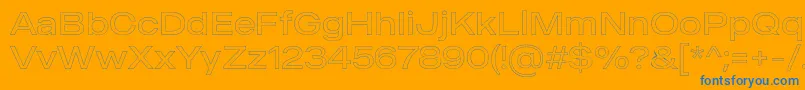 MADE Outer Sans Outline Light PERSONAL USE-fontti – siniset fontit oranssilla taustalla