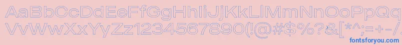 フォントMADE Outer Sans Outline Light PERSONAL USE – ピンクの背景に青い文字