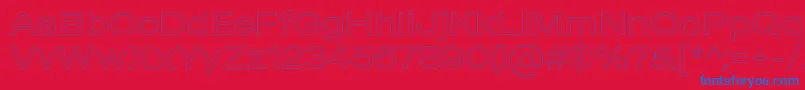 MADE Outer Sans Outline Light PERSONAL USE-Schriftart – Blaue Schriften auf rotem Hintergrund
