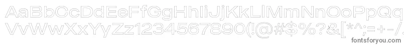 MADE Outer Sans Outline Light PERSONAL USE-fontti – harmaat kirjasimet valkoisella taustalla