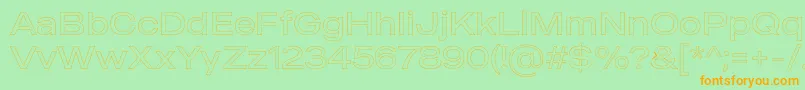 フォントMADE Outer Sans Outline Light PERSONAL USE – オレンジの文字が緑の背景にあります。