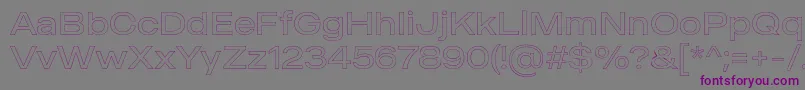 MADE Outer Sans Outline Light PERSONAL USE-fontti – violetit fontit harmaalla taustalla