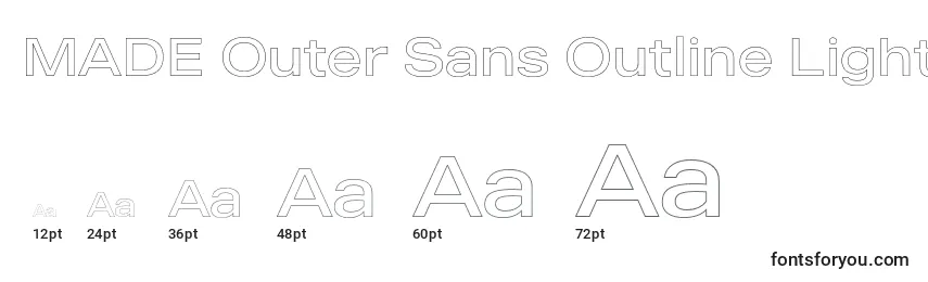 MADE Outer Sans Outline Light PERSONAL USE Font Sizes