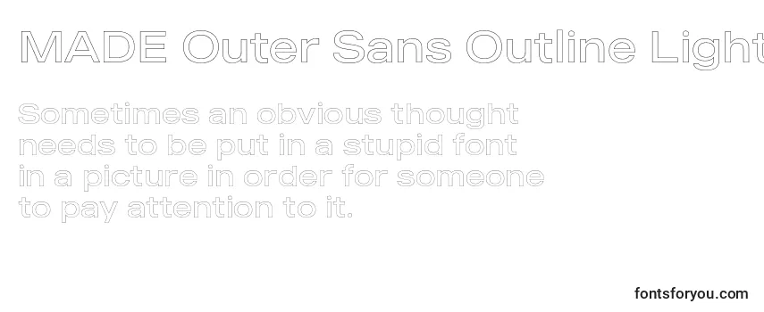 Überblick über die Schriftart MADE Outer Sans Outline Light PERSONAL USE